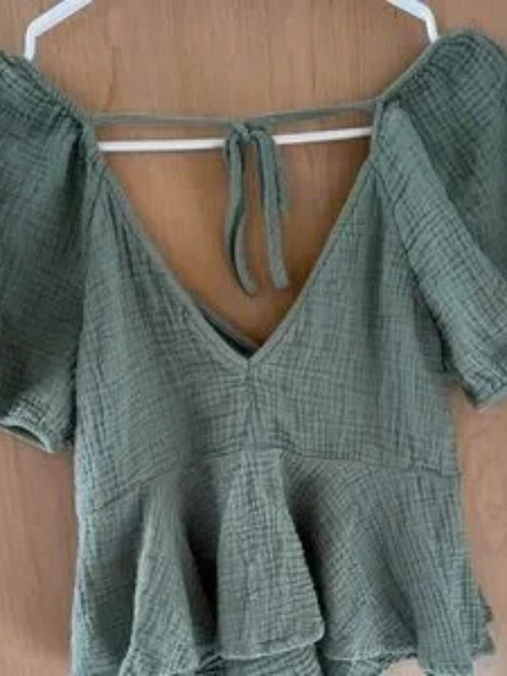 Olive Puff Sleeve Blouse